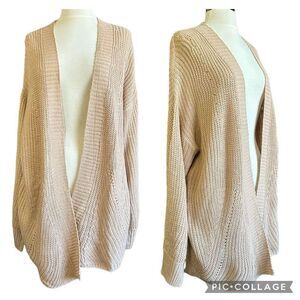 Nine 1 Eight Open Front Knit Sweater Cardigan Tan